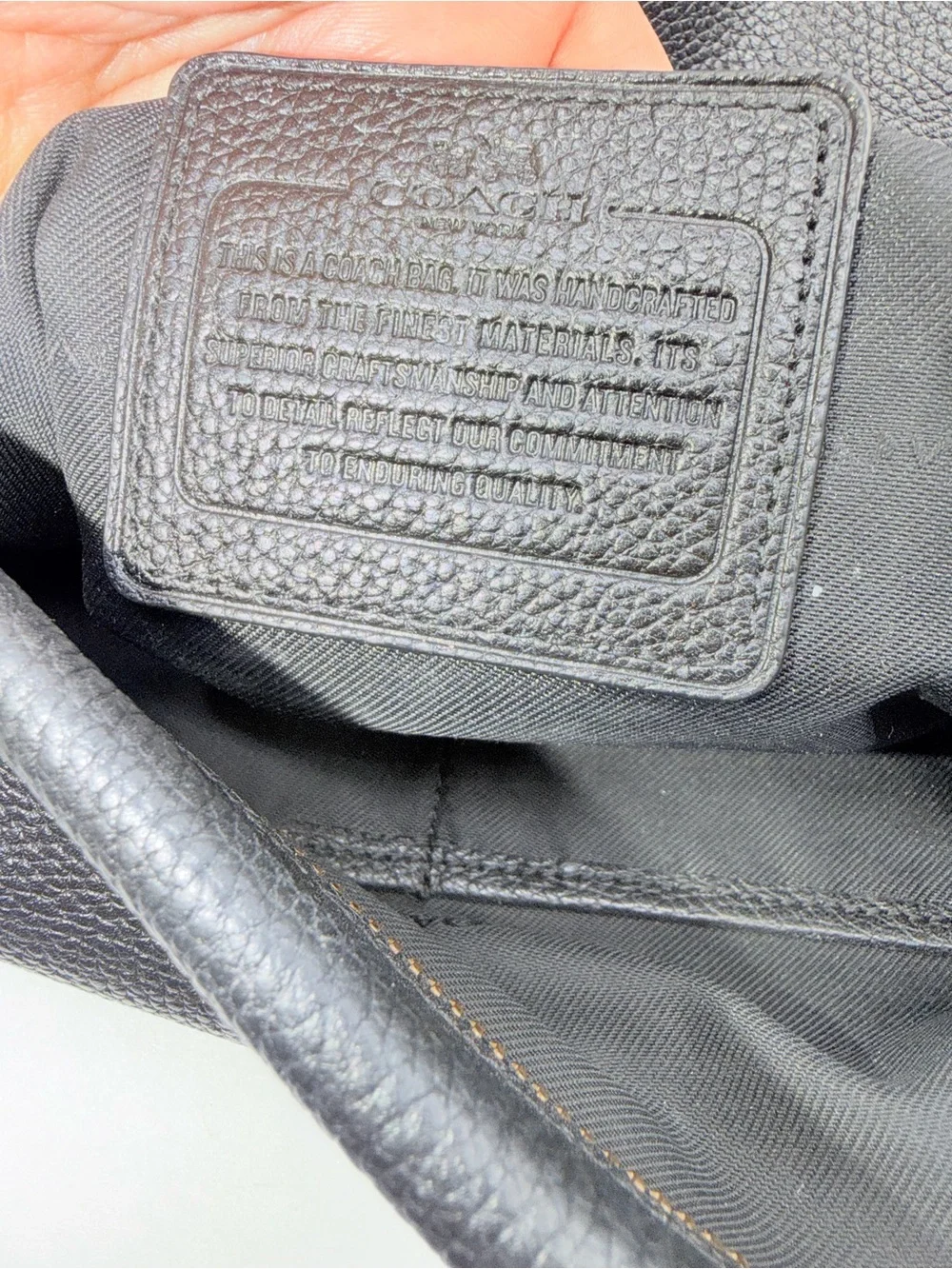 Coach Black Pebbled Leather Shoulder Bag with Detachable Strap